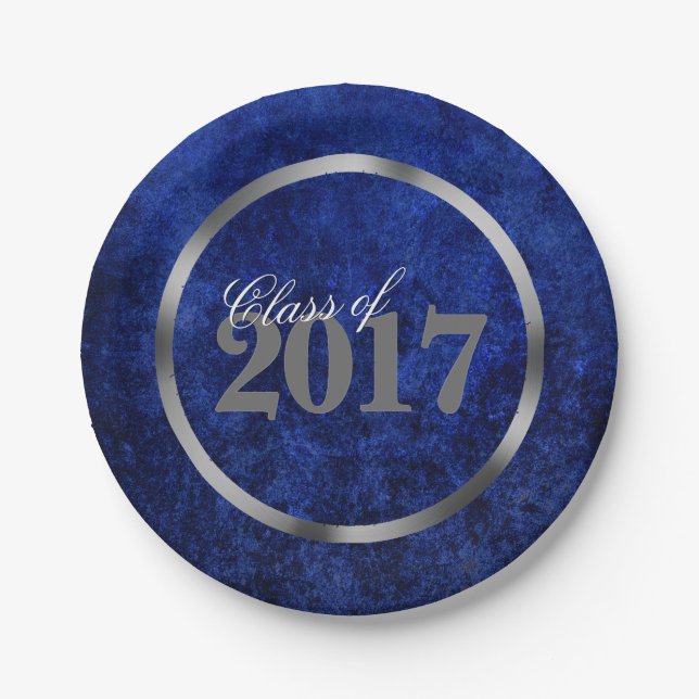 Sapphire Grad | Blue Royal Cobalt Azure Year Paper Plate (Front)