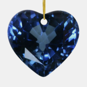 Sapphire Heart Ceramic Tree Decoration