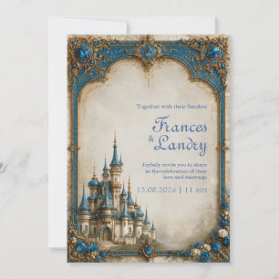 Sapphire Jewel Castle Wedding Invitation