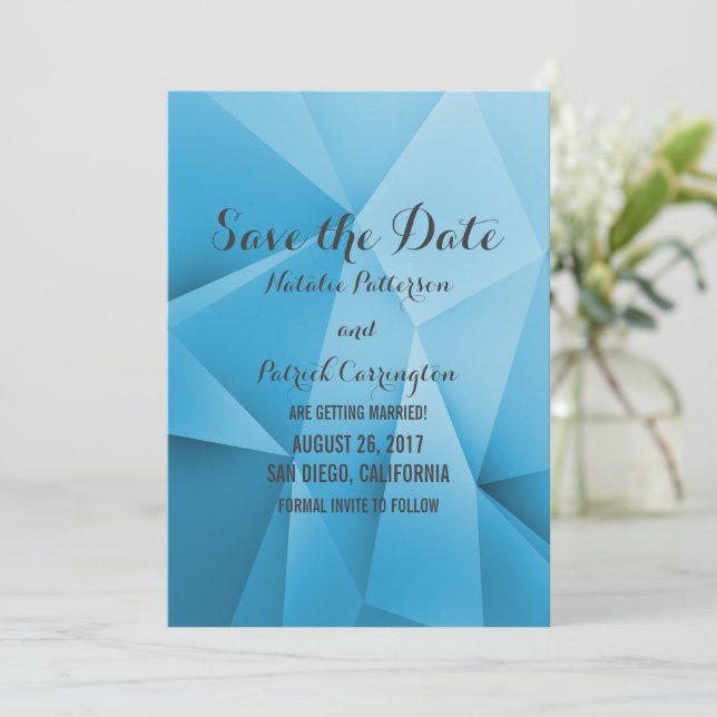 Sapphire Jewel Tones Save the Date Invite (Standing Front)