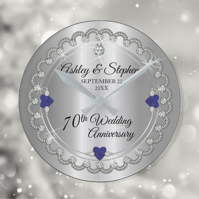 Sapphire Jubilee Diamonds 70th Wedding Anniversary Round Clock (Creator Uploaded)