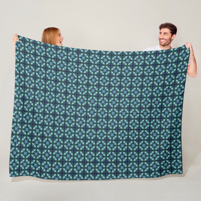Sapphire Lantern Mosaic Fleece Blanket (In Situ)