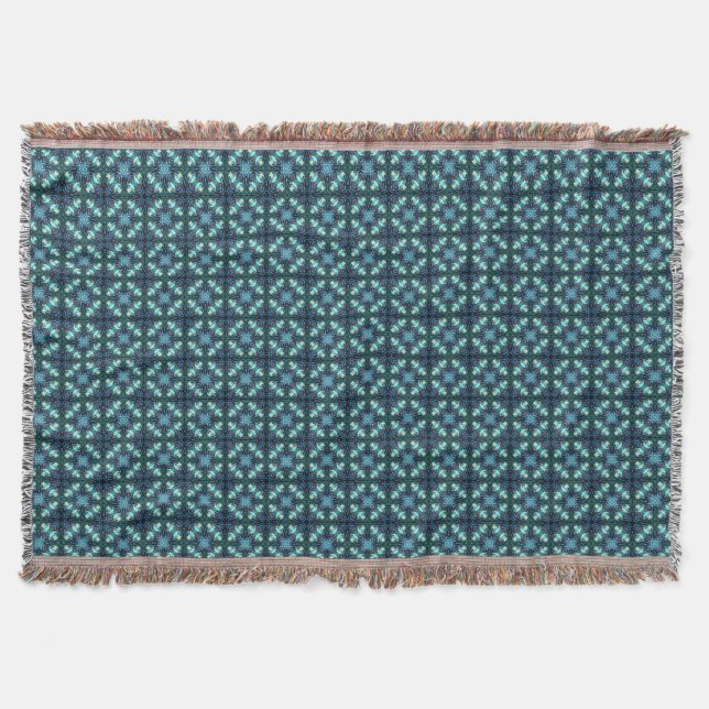 Sapphire Lantern Mosaic Throw Blanket (Front)