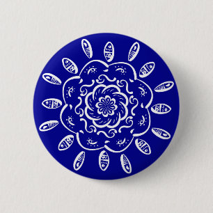 Sapphire Mandala 6 Cm Round Badge