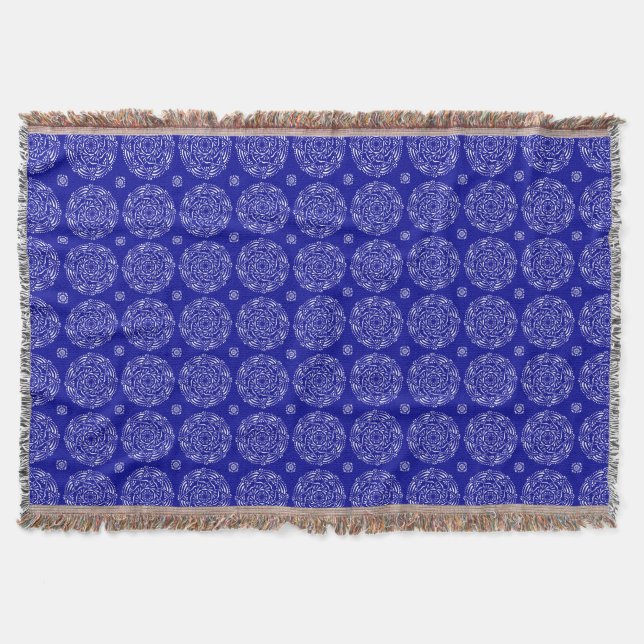 Sapphire Mandala Throw Blanket (Front)