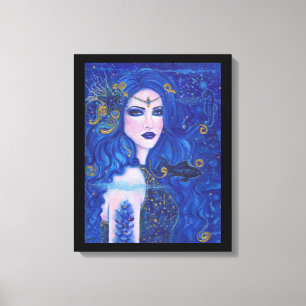 Sapphire Mermaid with gold accents by Renee Lavoie Canvas Print