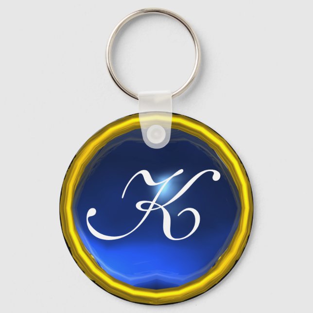 SAPPHIRE  MONOGRAM ,blue yellow Key Ring (Front)
