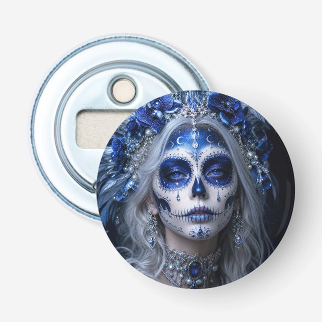 Sapphire Moon Calavera – Blue Celestial  Bottle Opener (Front)