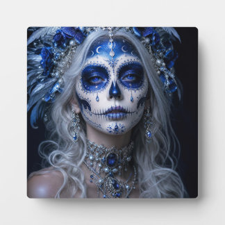 Sapphire Moon Calavera – Blue Celestial Day of the Plaque