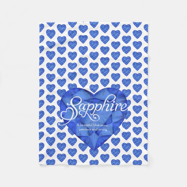 Sapphire name meaning watercolor heart gem blanket (Front)