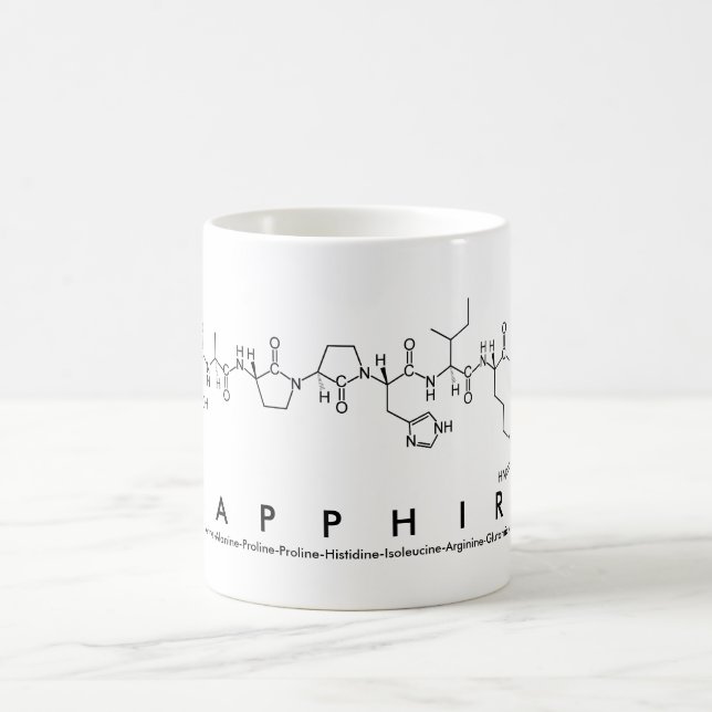 Sapphire peptide name mug (Center)
