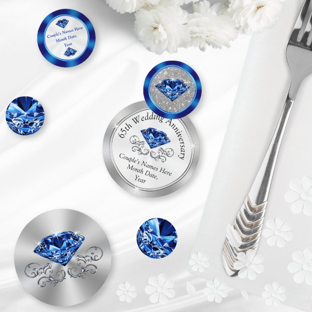 Sapphire Personalised 65th Anniversary Confetti (65th wedding anniversary table decorations. Sapphire party decorations. 65th, Sapphire anniversary. )