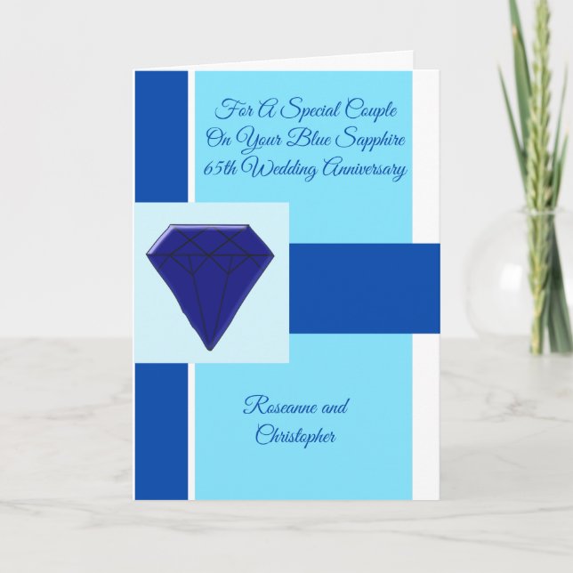 Sapphire Personalised 65th Wedding Anniversary Card (Front)