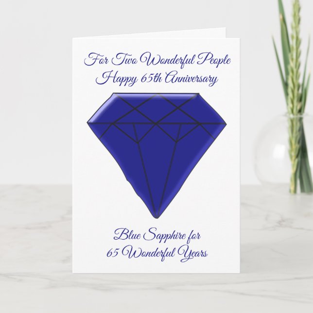 Sapphire Personalised 65th Wedding Anniversary Card (Front)