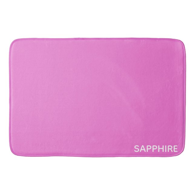 Sapphire pink colour name bath mat (Front)