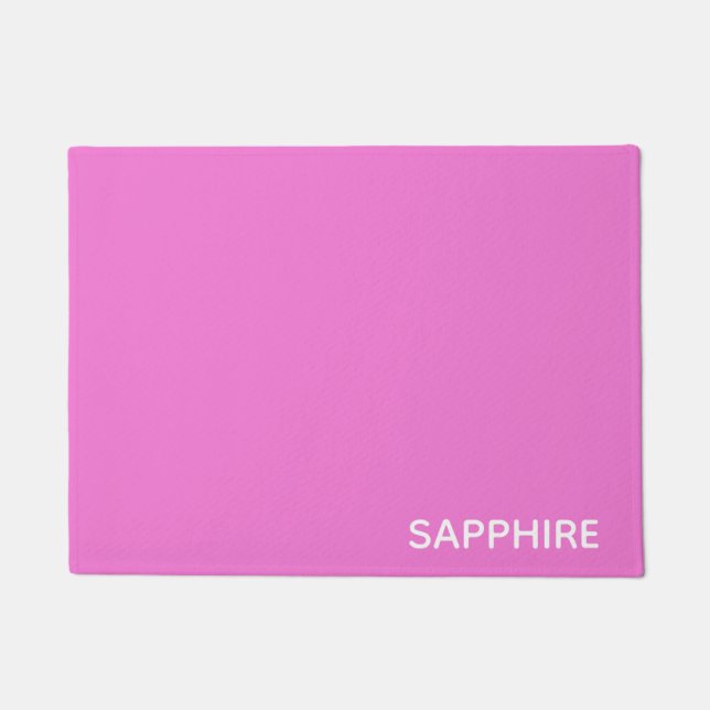 Sapphire pink colour name doormat (Front)