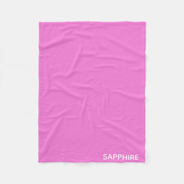 Sapphire pink colour name fleece blanket (Front)