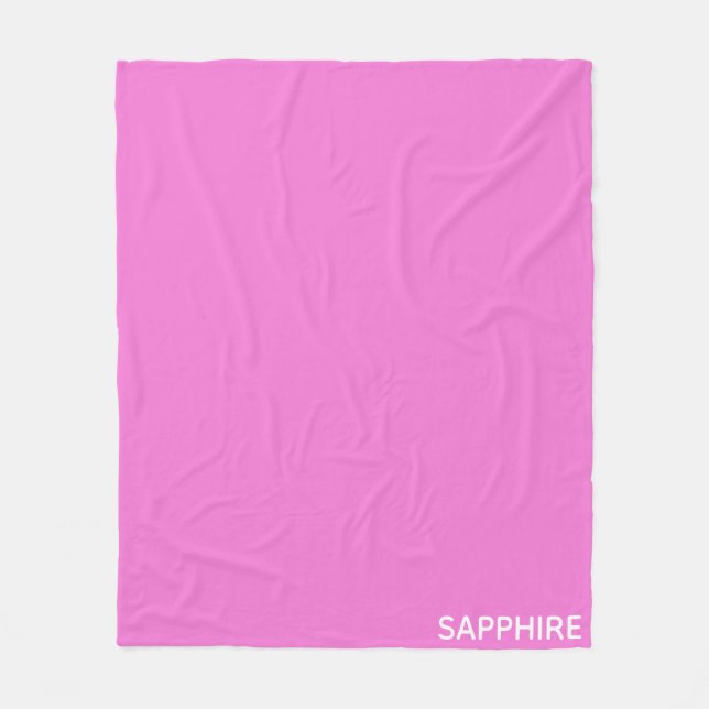 Sapphire pink colour name fleece blanket (Front)