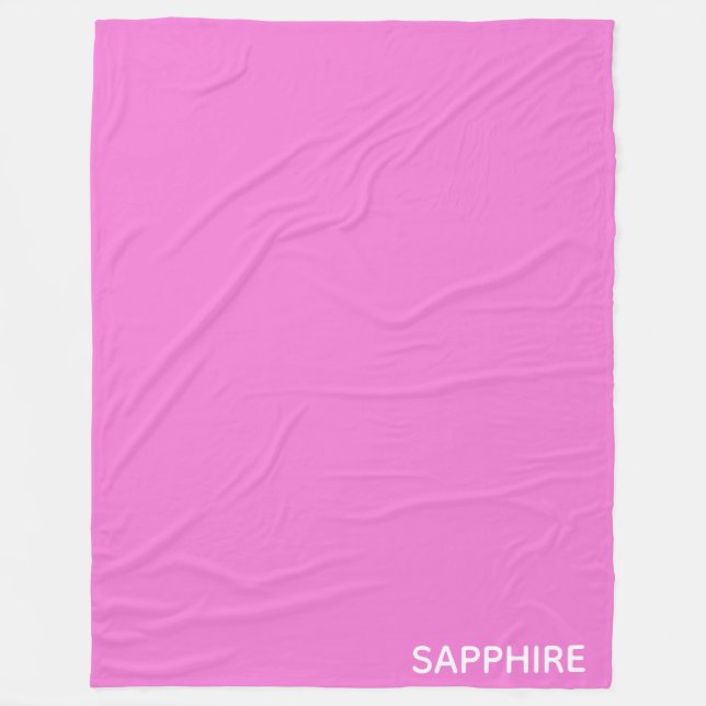 Sapphire pink colour name fleece blanket (Front)