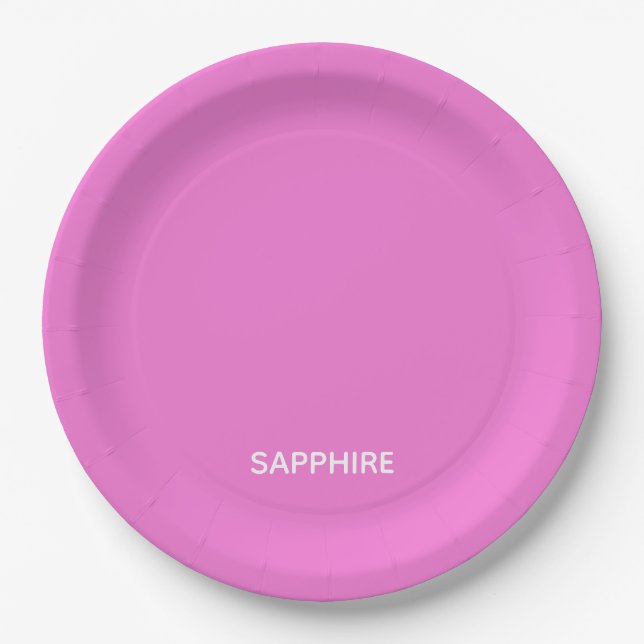 Sapphire pink colour name paper plate (Front)