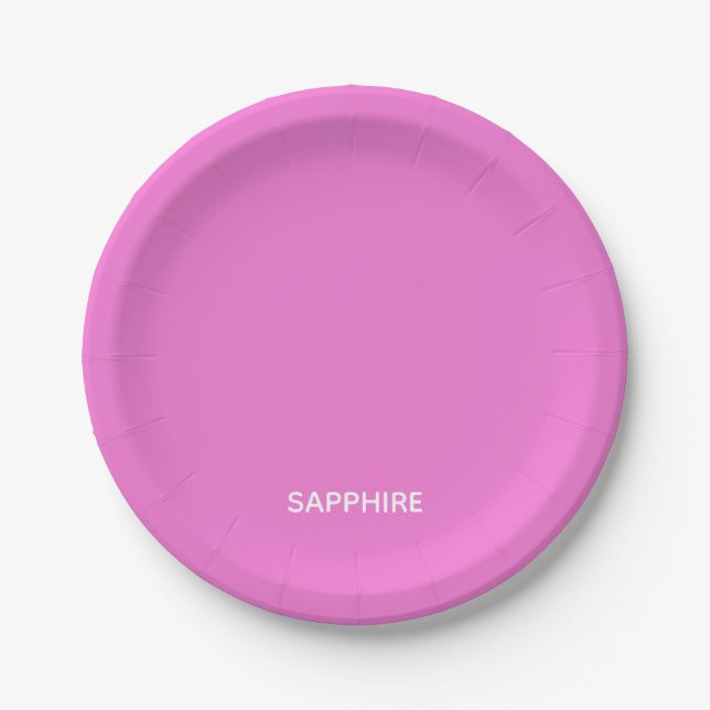 Sapphire pink colour name paper plate (Front)