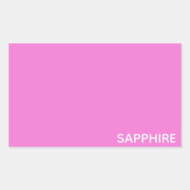 Sapphire pink colour name rectangular sticker (Front)