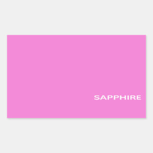 Sapphire pink colour name rectangular sticker