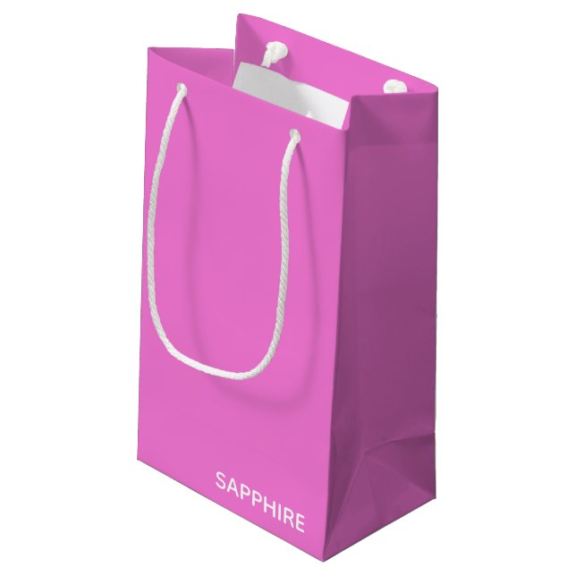 Sapphire pink colour name small gift bag (Back Angled)