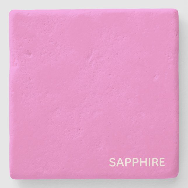 Sapphire pink colour name stone coaster (Front)