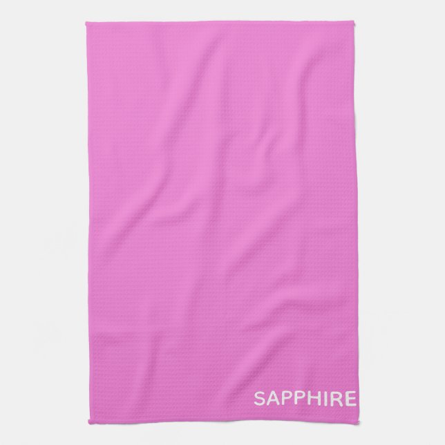 Sapphire pink colour name tea towel (Vertical)