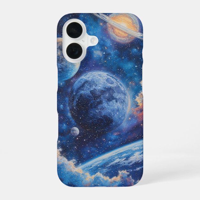 Sapphire Planet Symphony iPhone 16 Case (Back)