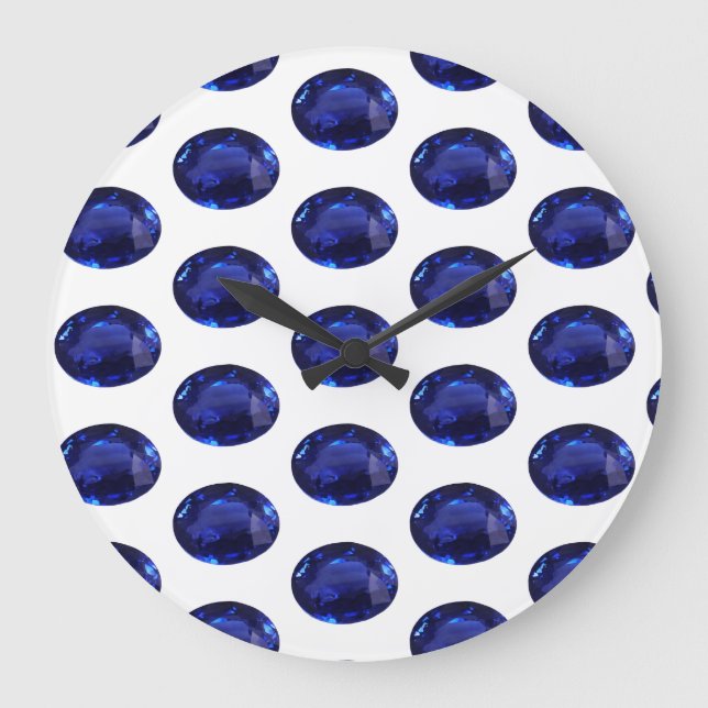Sapphire September Birthstone Blue Large Clock (Front)
