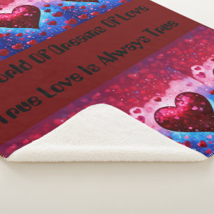 Sapphire Sky with Garnet Hearts: Empowering Medium Sherpa Blanket