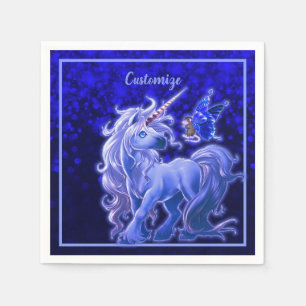Sapphire Sparkle Blue Unicorn Napkin