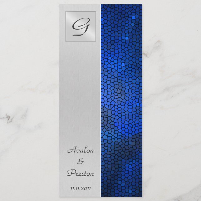 Sapphire Stained Glass Wedding Program Invitation (Front)