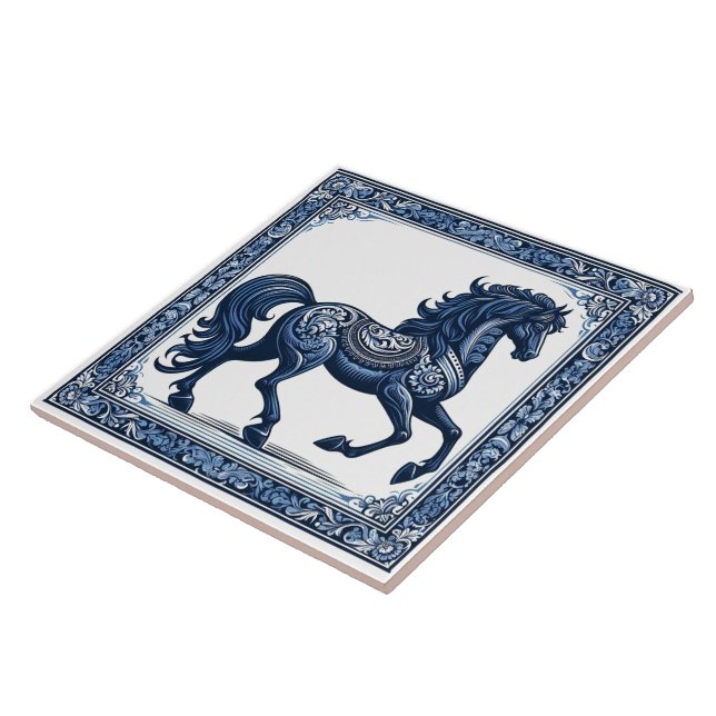Sapphire Stallion: Botanical Grace Tile (Side)