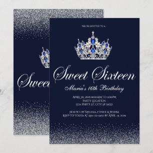 Sapphire Sweet 16 Birthday Invitations