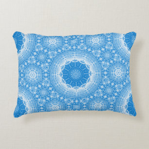 Sapphire Symmetry Majestic Azure Medallion Decorative Cushion