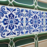 Sapphire Talavera Lisbon Patterned Ceramic Design Tile<br><div class="desc">Indigo Azulejo Blue Portuguese Lisbon decorative Talavera ceramic tiles are a beautiful and unique addition to any home. A high-quality product with a timeless aesthetic. The blue colour of the tiles is inspired by the indigo blue of Lisbon's famous azulejo tiles, adding a touch of history and culture to your...</div>