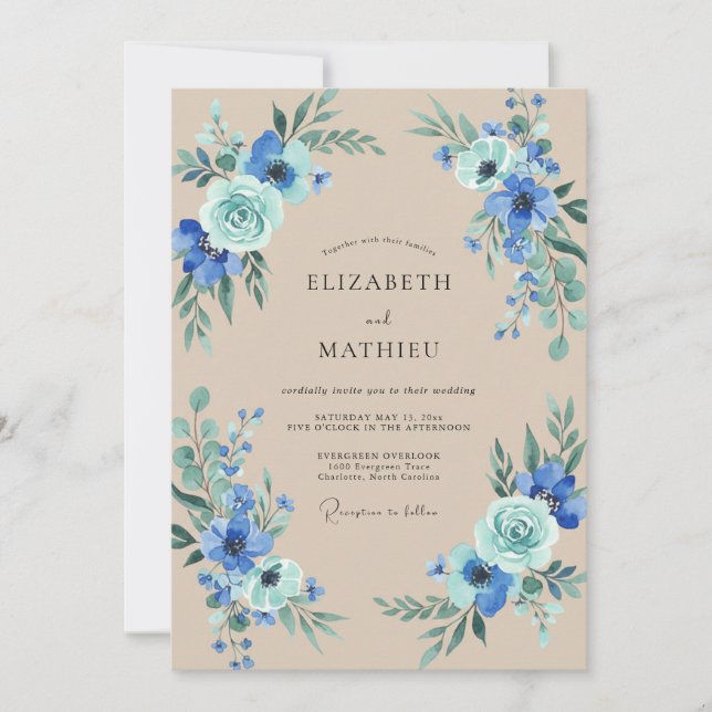 Sapphire Taupe Painted Wedding Invitation (Front)