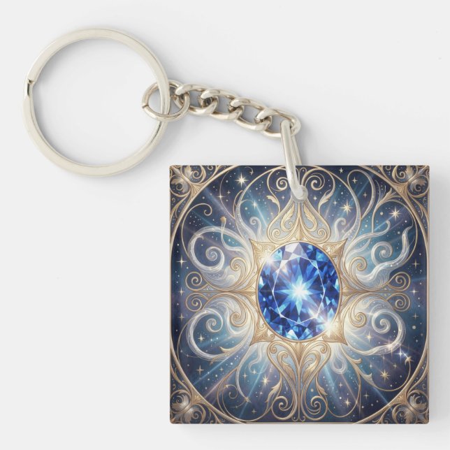 Sapphire – The Stone of Truth and Wisdom Key Ring (Front)