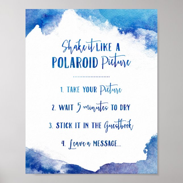 Sapphire Tide Instant Photo Wedding Guestbook Sign (Front)
