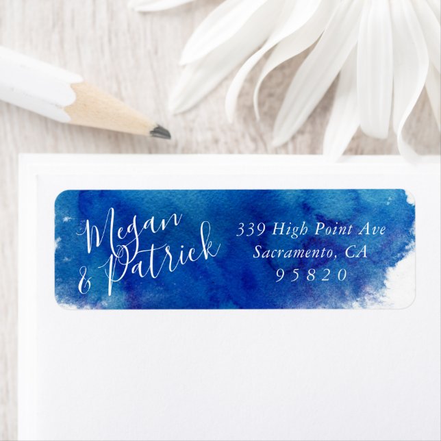 Sapphire Tide Wedding Return Address Label (Insitu)