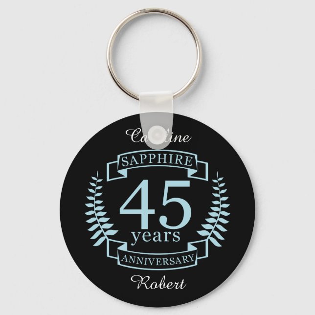 Sapphire Traditional 45th wedding anniversary Key Ring (Front)