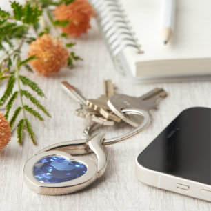 Sapphire Twisted Heart Metal Keychain