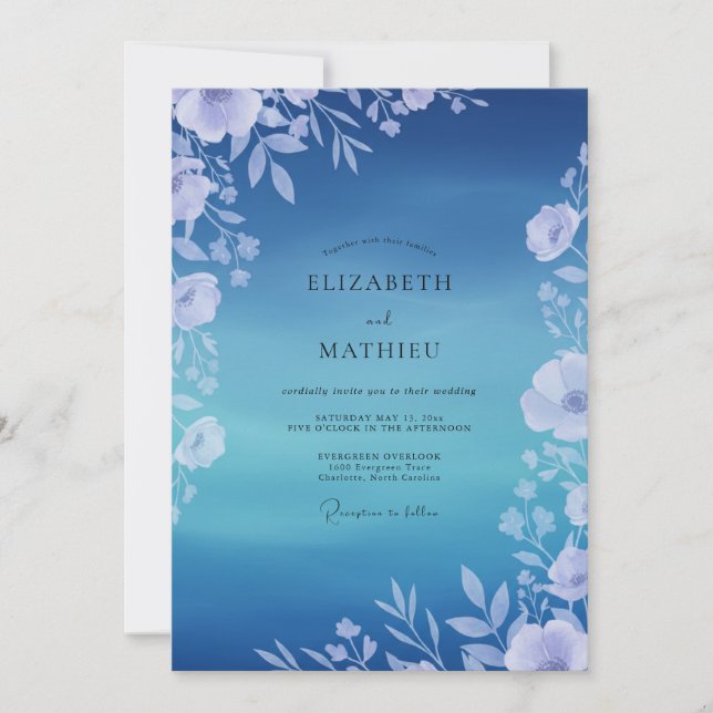 Sapphire Vine Foliage Wedding Invitation (Front)