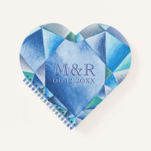 Sapphire Watercolor Heart 45th Wedding Anniversary