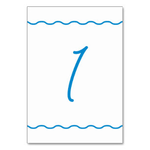 Sapphire Wavy Retro Wedding Table Number