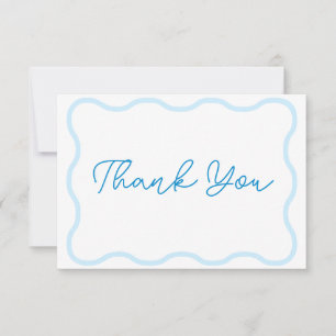 Sapphire Wavy Retro Wedding Thank You Card