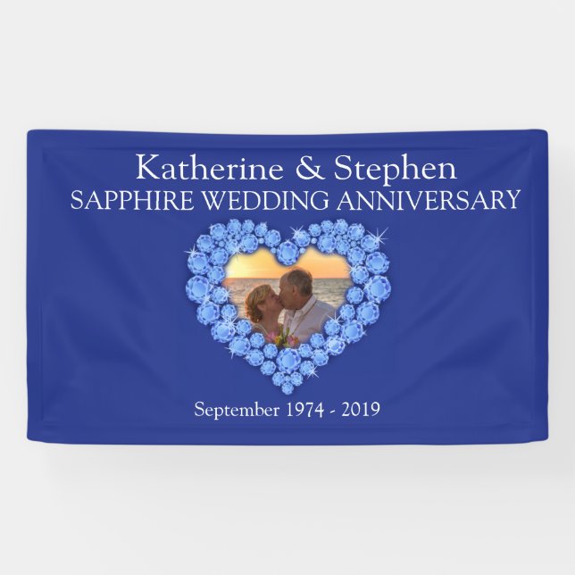 Sapphire Wedding anniversary blue banner (Horizontal)